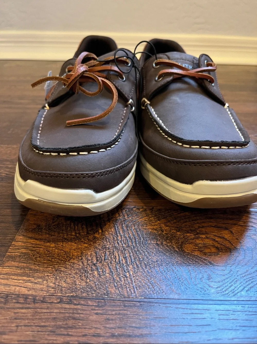 Nautica Men’s Zapatos Coffee Brown Cushion Relief Lace-Up  Boat Shoe Size 9.5